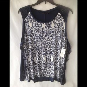 a.n.a. Sleeveless Blouse - Navy/White - 3X - NWT